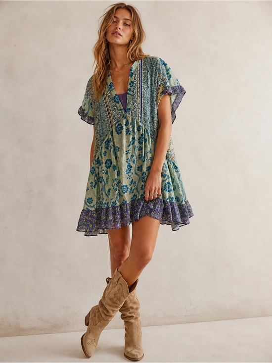 Free People Dresses & Skirts - $168 Free People Printed Agnes dress Size Medium 100% Cotton Boho Festival